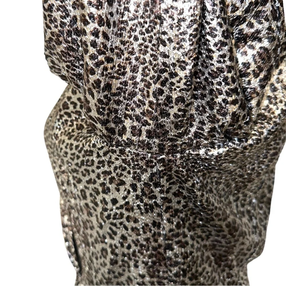 Nwt Ronny Kobo Jerry Leopard Print Cocktail Mini Dress Metallic Silver M - Picture 14 of 17